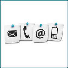 icon with various pictures of email, phone, envelope