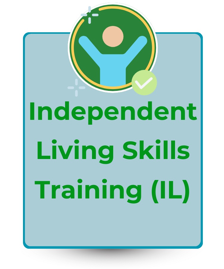 Graphic icon with text that reads Independent Living Skills Training