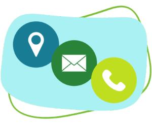 Infographic with icons of contact options