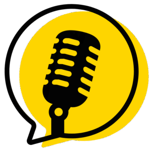 yellow icon of a podcast style microphone