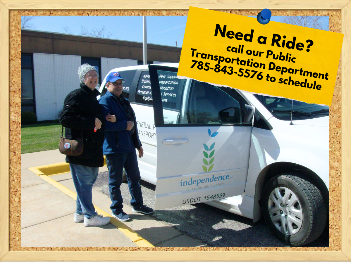 Transportation operator assists an older female to the car door of an Independence, Inc. accessible van