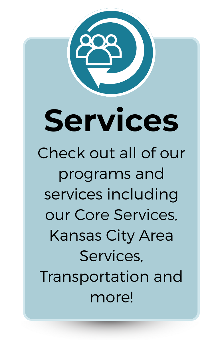 Infographic with blue background and bright green circular arrows and text that reads "Services"
