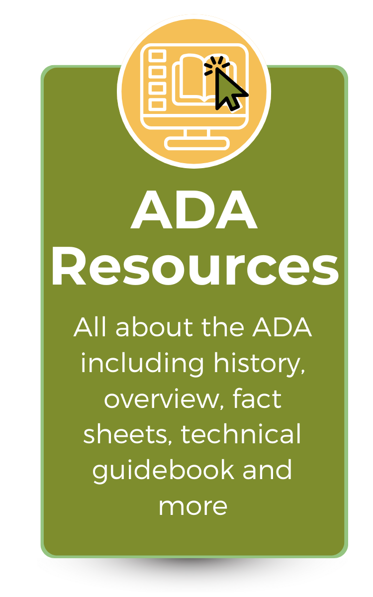 Image of various disability icons with the letters A D A 