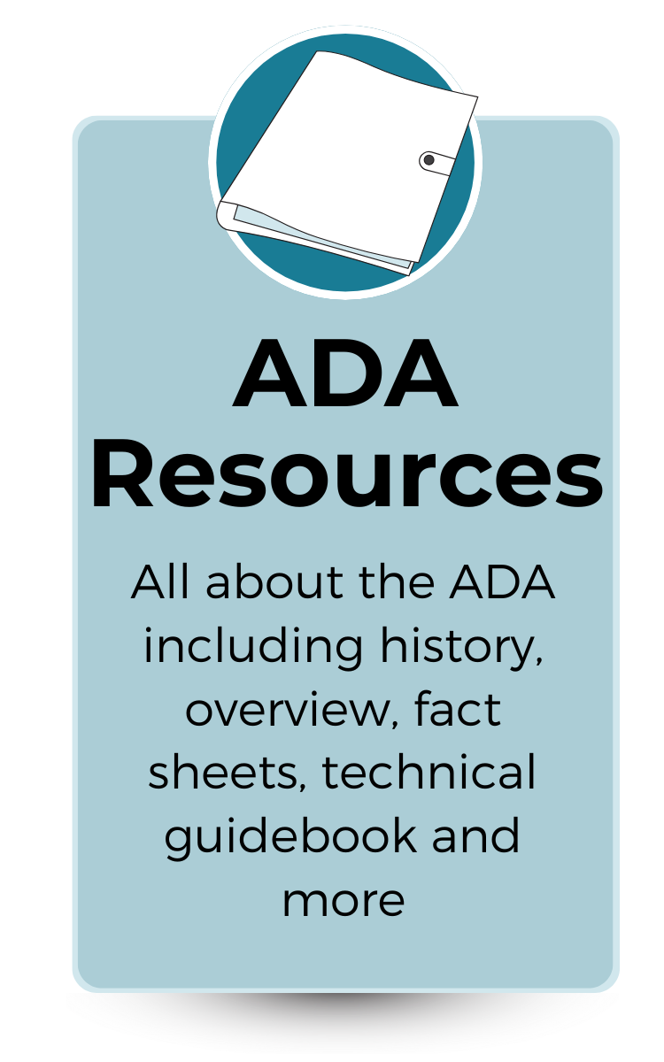 Image of various disability icons with the letters A D A 